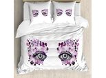 Abakuhaus Copripiumino Wimper, Fantasia Fiori, Antiacaro, Adatto A Chi Soffre Di Allergie, Con Federe, 155 Cm X 220 Cm - 80 X 80 Cm, Viola Lilla Grigio