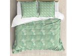 Abakuhaus Copripiumino Verde, Pizzo Con Farfalle, Antiacaro, Adatto A Chi Soffre Di Allergie, Con Federe, 155 Cm X 220 Cm - 80 X 80 Cm, Verde Chiaro Turchese
