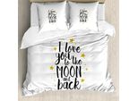Abakuhaus Copripiumino Liebe, Stelle E Parole Doodle, Antiacaro, Adatto A Chi Soffre Di Allergie, Con Federe, 200 Cm X 200 Cm - 80 X 80 Cm, Terra Giallo Nero Bianco