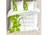 Abakuhaus Copripiumino Verde, Fantasia Floreale Blooming, Antiacaro, Adatto A Chi Soffre Di Allergie, Con Federe, 200 Cm X 200 Cm - 80 X 80 Cm, Verde Mela Bianco