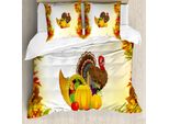 Abakuhaus Copripiumino Tacchino, Cornucopia E Pollame, Antiacaro, Adatto A Chi Soffre Di Allergie, Con Federe, 155 Cm X 220 Cm - 80 X 80 Cm, Multicolore