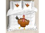 Abakuhaus Copripiumino Con Tacchino, Personaggio Divertente Dei Cartoni Animati, Antiacaro, Adatto A Chi Soffre Di Allergie, Con Federe, 155 Cm X 220 Cm - 80 X 80 Cm, Multicolore