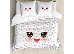 Abakuhaus Copripiumino Wimper, Divertente Museruola Kawaii, Antiacaro, Adatto A Chi Soffre Di Allergie, Con Federe, 155 Cm X 220 Cm - 80 X 80 Cm, Multicolore
