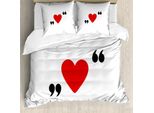 Abakuhaus Copripiumino, Rosso Cuore Semplice, Antiacaro Adatto A Chi Soffre Di Allergie Con Federe, 155 Cm X 220 Cm - 80 X 80 Cm, Rosso Nero Bianco
