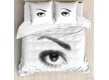 Abakuhaus Copripiumino Wimper, Stile 3D Retrò A Pois, Antiacaro, Adatto A Chi Soffre Di Allergie, Con Federe, 155 Cm X 220 Cm - 80 X 80 Cm, Bianco E Nero