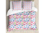 Abakuhaus Copripiumino Per Neonati, Orsacchiotto E Coniglietto, Antiacaro, Adatto A Chi Soffre Di Allergie, Con Federe, 155 Cm X 220 Cm - 80 X 80 Cm, Rosa Pallido, Rosa, Blu