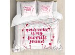 Abakuhaus Copripiumino Love, Motivi A Cuori Romantici, Antiacaro, Adatto A Chi Soffre Di Allergie, Con Federe, 200 Cm X 200 Cm - 80 X 80 Cm, Rosa, Rosso, Blush