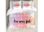Abakuhaus Copripiumino Love, Dreamy Pastel Romantic, Antiacaro, Adatto A Chi Soffre Di Allergie, Con Federe, 200 Cm X 200 Cm - 80 X 80 Cm, Pesca, Lilla, Nero