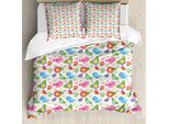 Abakuhaus Copripiumino Per Neonati, Uccellino-Cuore-Farfalla, Antiacaro, Adatto A Chi Soffre Di Allergie, Con Federe, 155 Cm X 220 Cm - 80 X 80 Cm, Multicolore