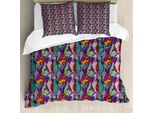 Abakuhaus Copripiumino Gatto, Geometrico Africano, Antiacaro, Adatto A Chi Soffre Di Allergie, Con Federe, 200 Cm X 200 Cm - 80 X 80 Cm, Multicolore
