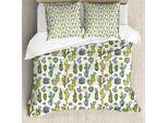Abakuhaus Set Copripiumino Per Letti Matrimoniali, Motivo Fogliame Disegnato A Mano, Antiacaro, Adatto A Chi Soffre Di Allergie, Con Federe, Verde Reseda, Giallo, Verde
