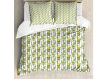 Abakuhaus Copripiumino Cactus, Linee Verticali Fiori, Antiacaro Adatto A Chi Soffre Di Allergie Con Federe, 155 Cm X 220 Cm - 80 X 80 Cm, Verde Arancione Menta