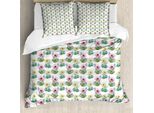 Abakuhaus Copripiumino Cactus, Acquerello Stagione Primaverile, Antiacaro, Adatto A Chi Soffre Di Allergie, Con Federe, 155 Cm X 220 Cm - 80 X 80 Cm, Multicolore