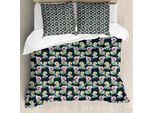 Abakuhaus Copripiumino Cactus, Stile Acquerello Foliage, Antiacaro E Anallergico, Con Federe, 155 Cm X 220 Cm - 80 X 80 Cm, Multicolore