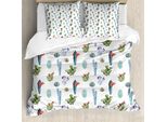 Abakuhaus Copripiumino Cactus, Blossomin Acquerello, Antiacaro Adatto A Chi Soffre Di Allergie Con Federe, 155 Cm X 220 Cm - 80 X 80 Cm, Multicolore