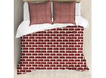 Abakuhaus London Copripiumino, Cartoon Double Decker, Antiacaro, Adatto A Chi Soffre Di Allergie, Con Federe, 200 Cm X 200 Cm - 80 X 80 Cm, Rosso Grigio Crema