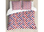 Abakuhaus London Copripiumino, Tazze Con Bandiera Tea Party, Antiacaro E Anallergico Con Federe, 155 Cm X 220 Cm - 80 X 80 Cm, Vermiglio Blu Navy