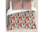 Abakuhaus London Copripiumino, Doodle Inglese, Antiacaro, Adatto A Chi Soffre Di Allergie, Con Federe, 200 Cm X 200 Cm - 80 X 80 Cm, Multicolore