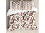 Abakuhaus London Copripiumino, Divertente Disegno Colorato, Antiacaro, Adatto A Chi Soffre Di Allergie, Con Federe, 200 Cm X 200 Cm - 80 X 80 Cm, Multicolore