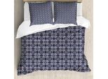 Abakuhaus Copripiumino Blu Navy, Motivi Floreali Giapponesi, Antiacaro, Adatto A Chi Soffre Di Allergie, Con Federe, 155 Cm X 220 Cm - 80 X 80 Cm, Blu Navy-Bianco
