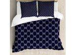 Abakuhaus Copripiumino Blu Navy, Navy Inspired Knot, Antiacaro E Anallergico, Con Federe, 200 Cm X 200 Cm - 80 X 80 Cm, Blu Scuro Crema