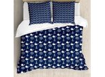 Abakuhaus Copripiumino Blu Navy, Maritime Anchor Wal, Antiacaro, Adatto A Chi Soffre Di Allergie, Con Federe, 200 Cm X 200 Cm - 80 X 80 Cm, Blu Navy-Bianco