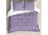 Abakuhaus Copripiumino Blu Navy, Abstrakt Cube Stripes, Antiacaro, Adatto A Chi Soffre Di Allergie, Con Federe, 200 Cm X 200 Cm - 80 X 80 Cm, Blu Notte