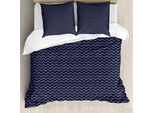 Abakuhaus Copripiumino Blu Navy, Chevron Zigzag Ropes, Antiacaro E Anallergico Con Federe, 200 Cm X 200 Cm - 80 X 80 Cm, Blu Navy E Bianco