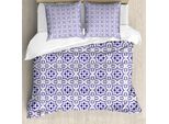 Abakuhaus Copripiumino Blu Navy, Piastrelle Portoghesi, Antiacaro, Adatto A Chi Soffre Di Allergie, Con Federe, 155 Cm X 220 Cm - 80 X 80 Cm, Viola Blu Blu Grigio