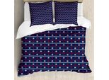 Abakuhaus Copripiumino Blu Navy, Bordi Nautici, Antiacaro, Adatto A Chi Soffre Di Allergie, Con Federe, 200 Cm X 200 Cm - 80 X 80 Cm, Rosso, Bianco, Blu Scuro