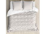 Abakuhaus Copripiumino Beige, Delicati Motivi Floreali, Antiacaro, Adatto A Chi Soffre Di Allergie, Con Federe, 155 Cm X 220 Cm - 80 X 80 Cm, Bianco Tan