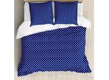 Abakuhaus Copripiumino Blu Navy, Pois Nautici, Antiacaro, Adatto A Chi Soffre Di Allergie, Con Federe, 200 Cm X 200 Cm - 80 X 80 Cm, Blu Navy-Bianco
