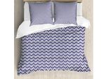 Abakuhaus Copripiumino Blu Navy, Linee Tratteggiate A Chevron, Antiacaro, Adatto A Chi Soffre Di Allergie, Con Federe, 155 Cm X 220 Cm - 80 X 80 Cm, Blu Navy-Bianco