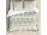 Abakuhaus Set Copripiumino Beige Per Letti Matrimoniali, Motivo A Zig Zag, Antiacaro, Adatto A Chi Soffre Di Allergie, Con Federe, Beige Sabbia Blu