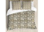 Abakuhaus Copripiumino Beige, Motivo Foglie Autunnali, Antiacaro, Adatto A Chi Soffre Di Allergie, Con Federe, 200 Cm X 200 Cm - 80 X 80 Cm, Beige Nero