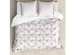 Abakuhaus Copripiumino Flamingo, Donuts Hawaii Animali, Antiacaro Adatto A Chi Soffre Di Allergie Con Federe, 155 Cm X 220 Cm - 80 X 80 Cm, Rosa Menta Verde Beige