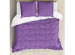 Abakuhaus Copripiumino Flamingo, Dots Uccelli Bambine, Antiacaro Adatto A Chi Soffre Di Allergie Con Federe, 200 Cm X 200 Cm - 80 X 80 Cm, Viola Rosa Azzurro