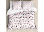 Abakuhaus Copripiumino Flamingo, Acquerello Artistico Flamingo, Antiacaro, Adatto A Chi Soffre Di Allergie, Con Federe, 155 Cm X 220 Cm - 80 X 80 Cm, Nero Rosa Crema