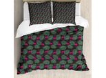 Abakuhaus Copripiumino Flamingo, Animali Dello Zoo In Rosa, Antiacaro, Adatto A Chi Soffre Di Allergie, Con Federe, 155 Cm X 220 Cm - 80 X 80 Cm, Rosa Verde Nero