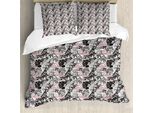 Abakuhaus Copripiumino Flamingo, Orchid Palm, Antiacaro, Adatto A Chi Soffre Di Allergie, Con Federe, 155 Cm X 220 Cm - 80 X 80 Cm, Corallo Nero Grigio