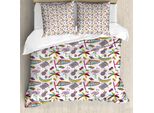 Abakuhaus Copripiumino Flamingo, 80 Memphis Colorato, Antiacaro, Adatto A Chi Soffre Di Allergie, Con Federe, 155 Cm X 220 Cm - 80 X 80 Cm, Multicolore