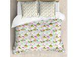 Abakuhaus Copripiumino Flamingo, Frische Flora Ananas, Antiacaro, Adatto A Chi Soffre Di Allergie, Con Federe, 200 Cm X 200 Cm - 80 X 80 Cm, Multicolore
