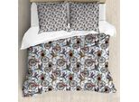 Abakuhaus Copripiumino Bicicletta, Fiori E Uccellini Nostalgici, Antiacaro, Adatto A Chi Soffre Di Allergie, Con Federe, 200 Cm X 200 Cm - 80 X 80 Cm, Multicolore