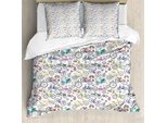 Abakuhaus Copripiumino Con Motivo Biciclette, Biciclette Colorate Retrò, Antiacaro, Adatto A Chi Soffre Di Allergie, Con Federe, 155 Cm X 220 Cm - 80 X 80 Cm, Multicolore