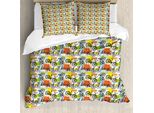 Abakuhaus Copripiumino Bicicletta, Geometrico E Colorato, Antiacaro, Adatto A Chi Soffre Di Allergie, Con Federe, 155 Cm X 220 Cm - 80 X 80 Cm, Multicolore