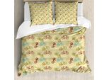 Abakuhaus Copripiumino Bicicletta, Colori Vintage A Contrasto, Antiacaro, Adatto A Chi Soffre Di Allergie, Con Federe, 200 Cm X 200 Cm - 80 X 80 Cm, Multicolore