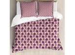 Abakuhaus Set Copripiumino Viola Per Letti Matrimoniali, Motivo Floreale Vittoriano, Antiacaro, Adatto A Chi Soffre Di Allergie, Con Federe, Beige Prugna