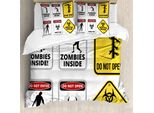 Abakuhaus Copripiumino Zombie, Segnale Di Pericolo Malvagio, Antiacaro Adatto A Chi Soffre Di Allergie Con Federe, 200 Cm X 200 Cm - 80 X 80 Cm, Multicolore