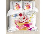 Abakuhaus Eis Copripiumino, Colori Ciliegia, Antiacaro, Adatto A Chi Soffre Di Allergie, Con Federe, 200 Cm X 200 Cm - 80 X 80 Cm, Multicolore