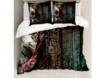 Abakuhaus Copripiumino Zombie, Mostro Dagli Occhi Cattivi, Antiacaro, Adatto A Chi Soffre Di Allergie, Con Federe, 200 Cm X 200 Cm - 80 X 80 Cm, Umber Teal Tan